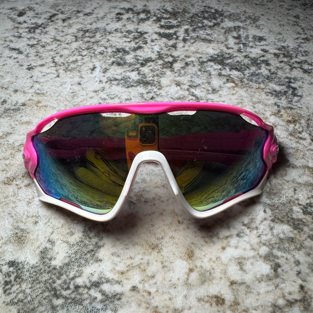 Pink and White Sports Sunglasses
